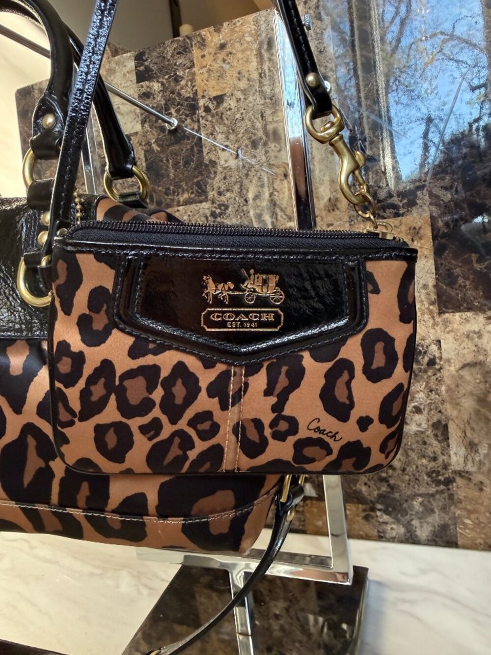 RARE & VINTAGE Coach Madison Sabrina Ocelot Satchel & Matching Wristlet - Picture 8 of 9